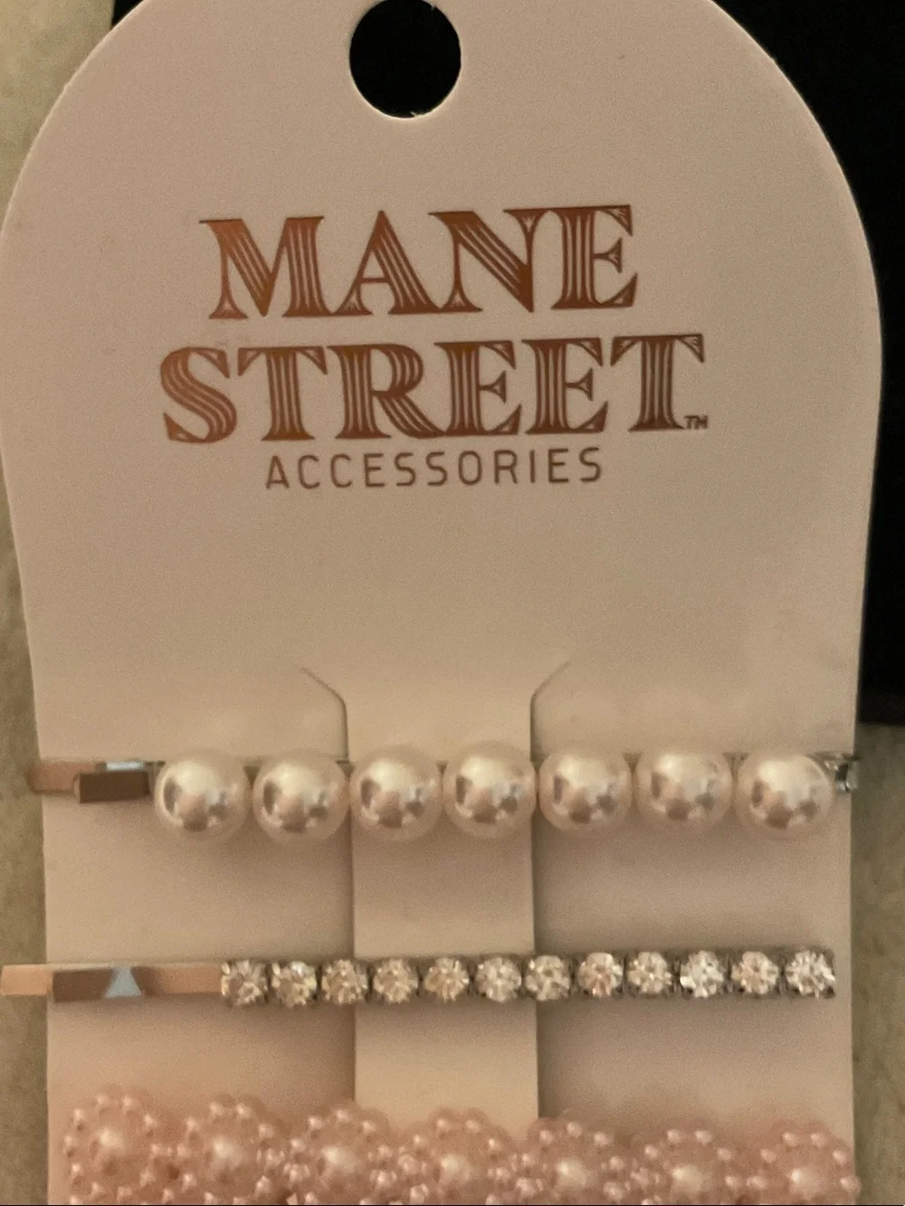 Pink Pearl & Rhinestone Kids Hair Barrettes Set